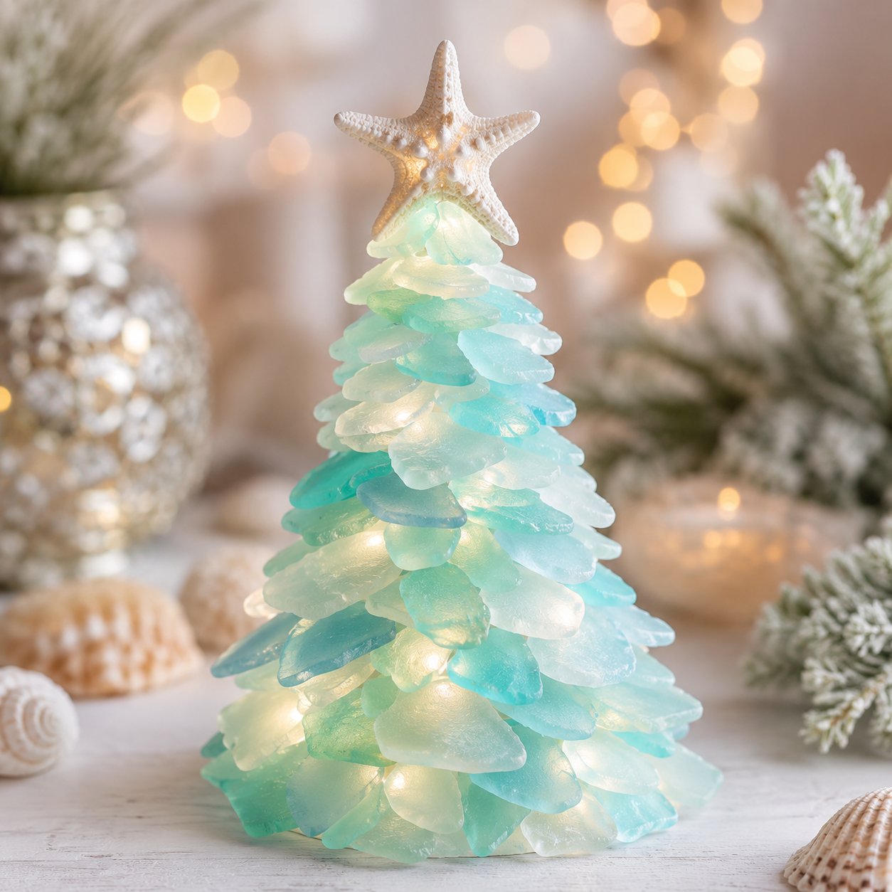 ⏳ Last Day 49% OFF – 🎅 Beginner-Friendly DIY Lighted Sea Glass Santa Christmas Decor Kit | Complete Kit with Sea Glass Pieces, Warm Fairy Lights & Step-by-Step Guide Included 💕