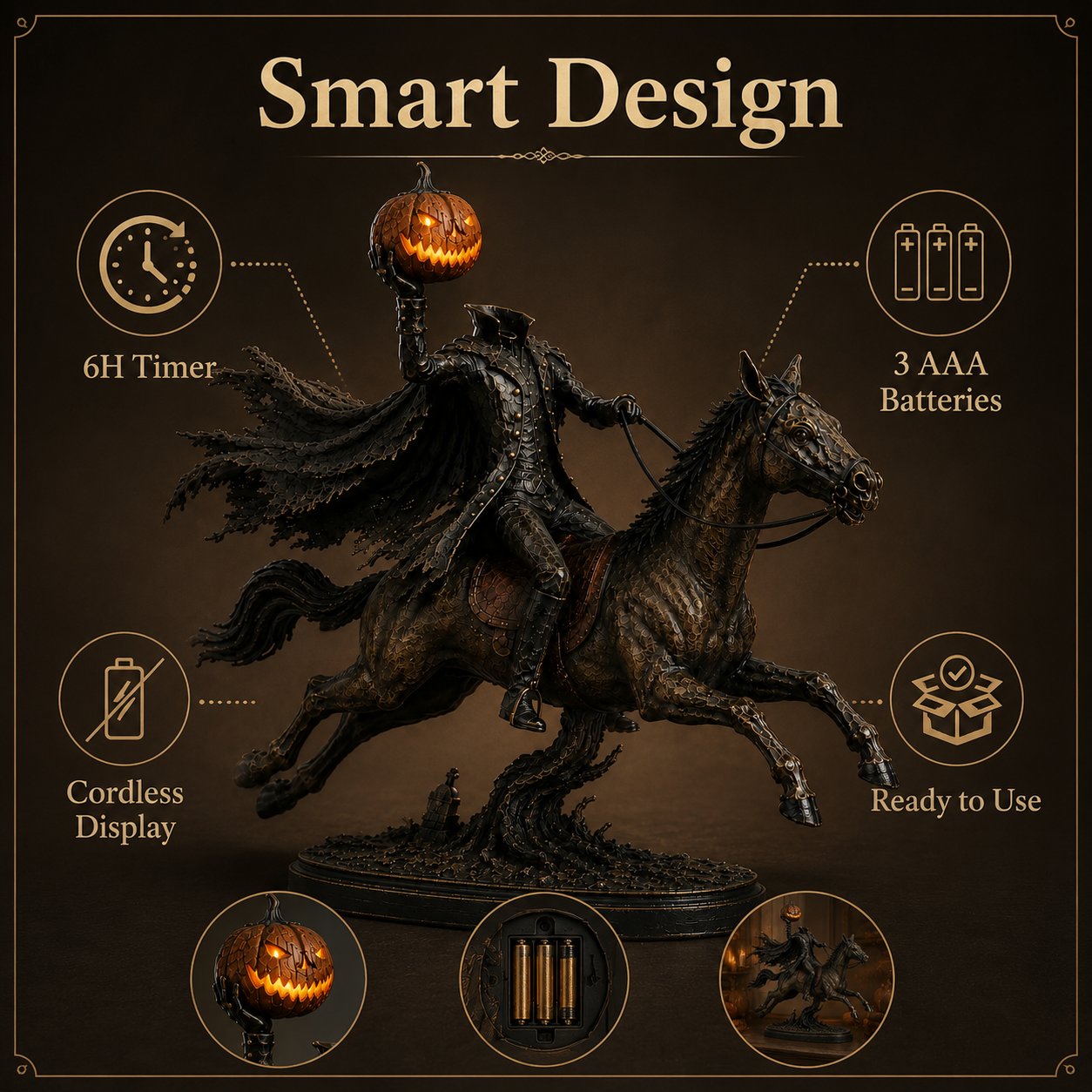 🎃🏇Midnight Chase Headless Horseman Statue | Awaken the Legend of the Hollow(✨Same as the video)