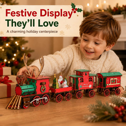 🎄LAST DAY 50% OFF – DIY Christmas Wooden Train Set 3D Assembly Puzzle Kit🚂