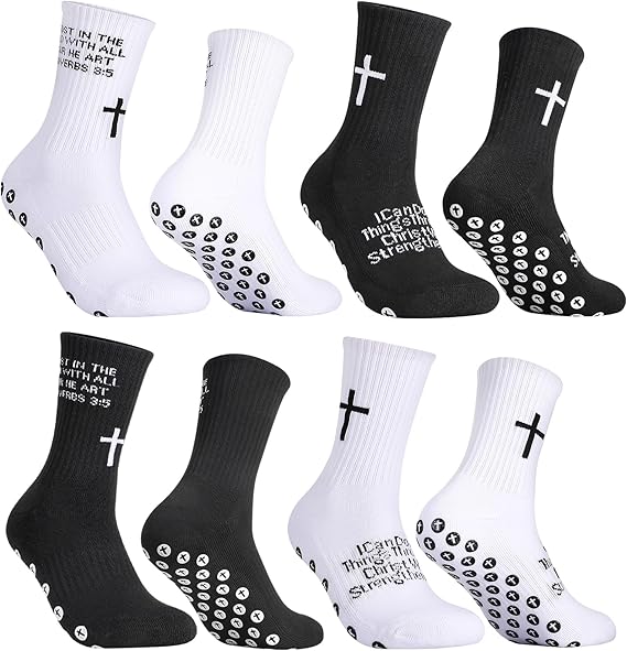 🧦✝️Anti-slip Football Socks Bible Verse Cross Soccer Socks ⚽ for Youth Men Women