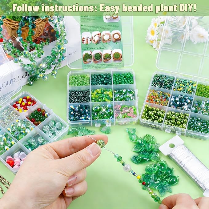 🪴 Hanging Beaded Plant Kit – Craft Your Own Sun-Catching Greenery That Glows!