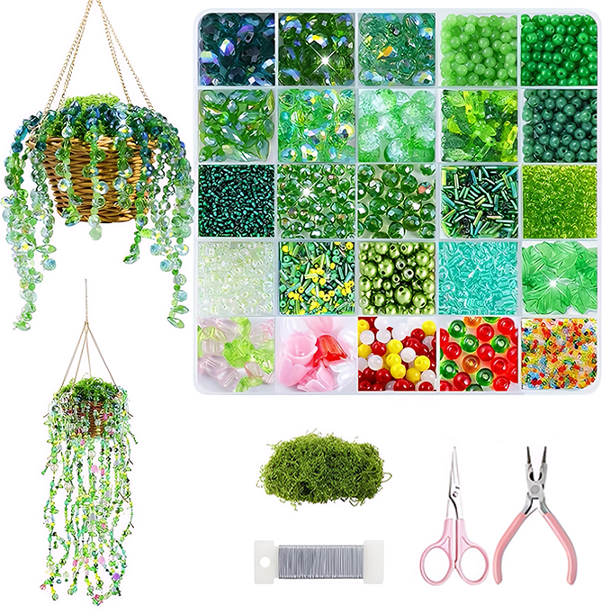 🪴 Hanging Beaded Plant Kit – Craft Your Own Sun-Catching Greenery That Glows!