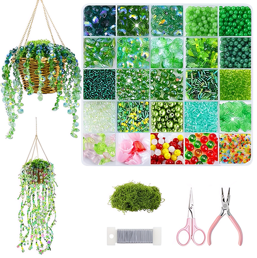 🪴 Hanging Beaded Plant Kit – Craft Your Own Sun-Catching Greenery That Glows!