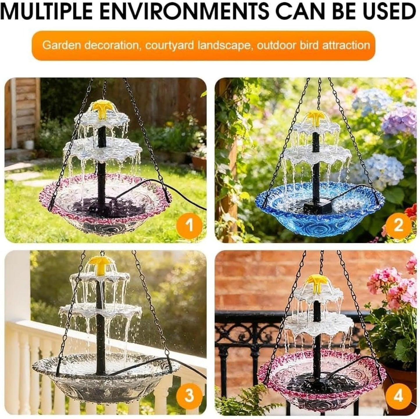 ✨Special Offer Today Only! 🐦 Solar Cascade Hanging Bird Bath Fountain