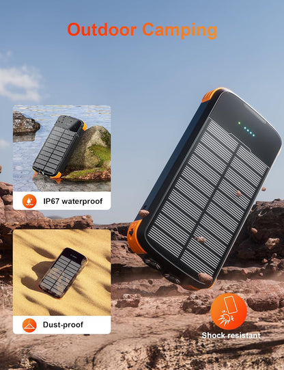 🔥Last Day 60% OFF-Solar Power Bank 40000mAh, Portable Charger PD 20W Fast Charging