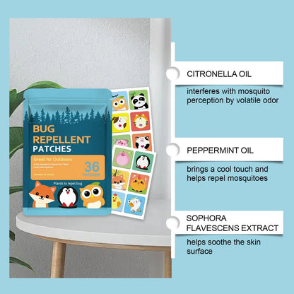 Mosquito Repellent Stickers (36 Pack) - Positive Vibes Patches for Kids, Natural DEET-Free, Essential Oil Infused