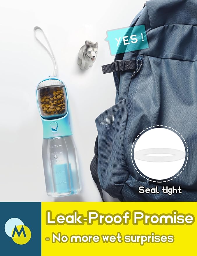 🐶3-in-1 Portable Pet Water Bottle with Food & Waste Bag Dispenser