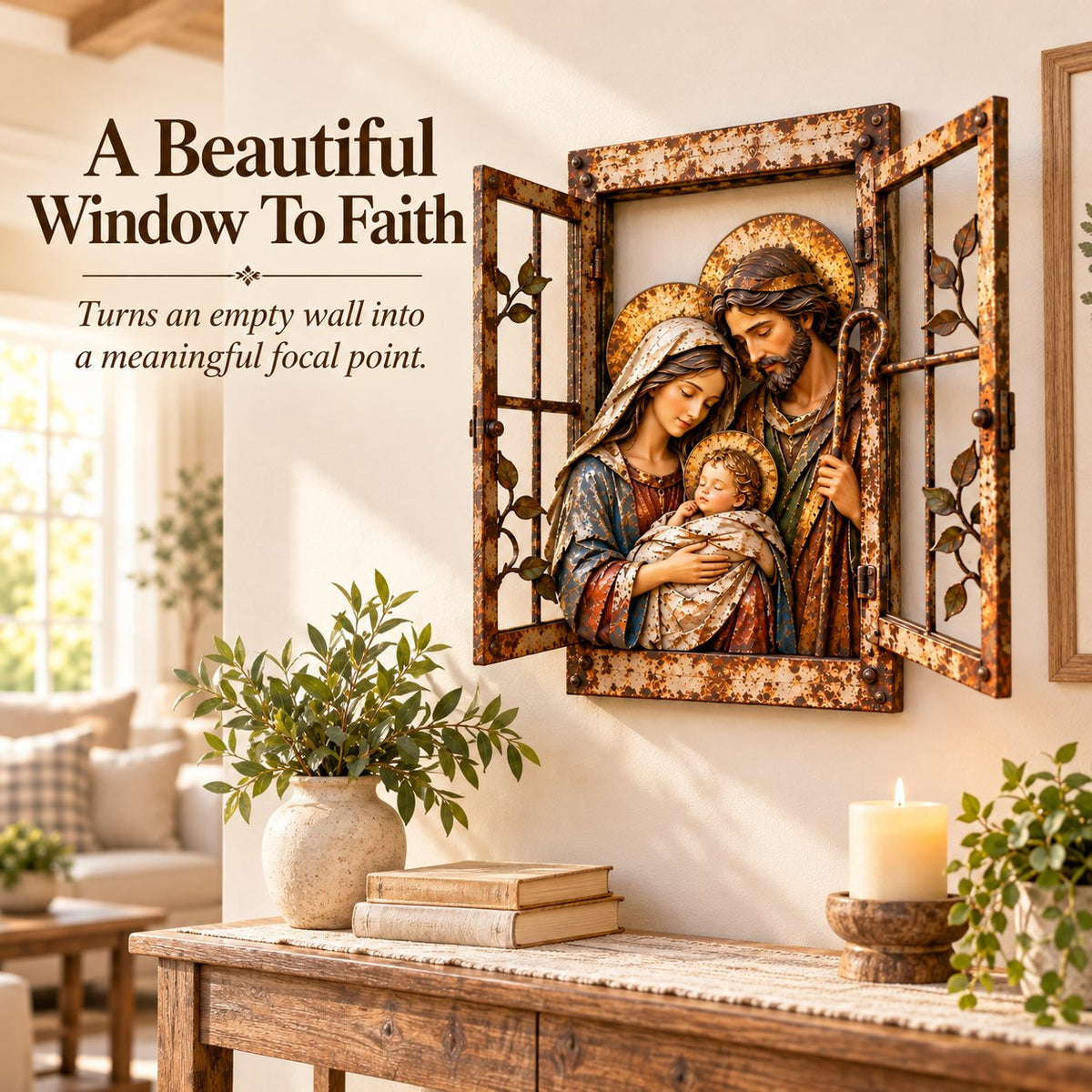 Holy Family Window-Style Wall Decor