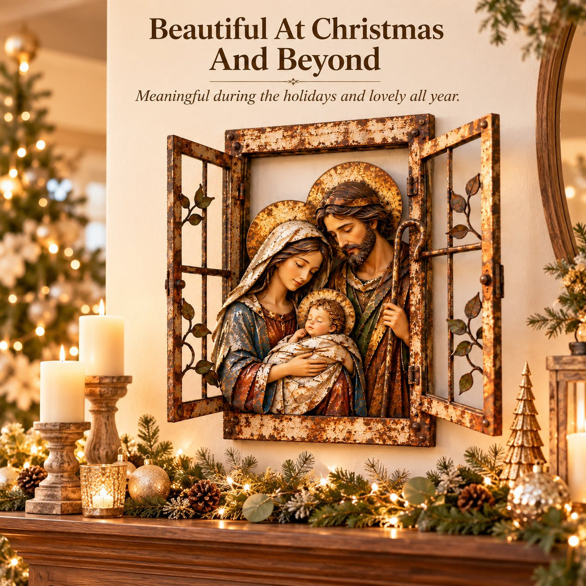 Holy Family Window-Style Wall Decor