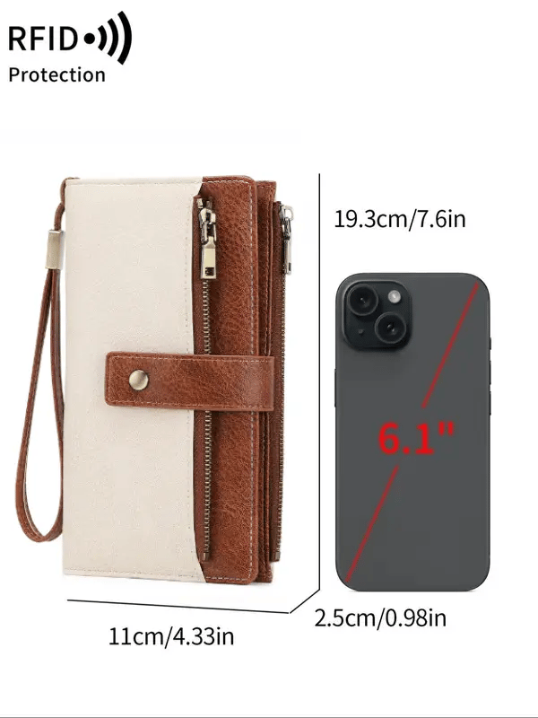 🔥Last Day 49% OFF-Women's long wallet, stylish clutch, elegant solid color RFID blocking leather wallet