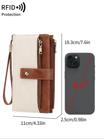🔥Last Day 49% OFF-Women's long wallet, stylish clutch, elegant solid color RFID blocking leather wallet