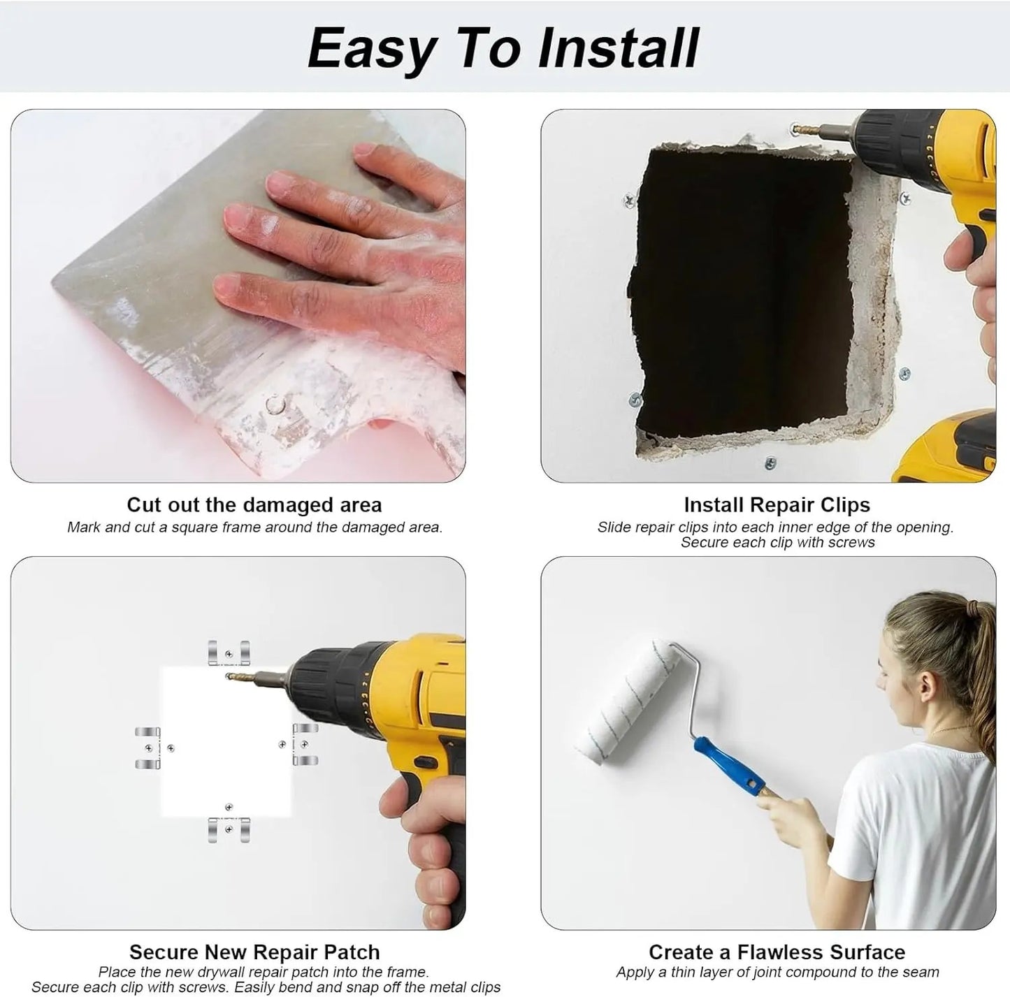 🛠️🔩No-Stud Drywall Repair Clips | Professional Wall Hole Repair Kit