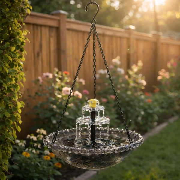 ✨2026 Spring special offer 50% off-🐦Solar Cascade Hanging Bird Bath Fountain🔥Buy 2 Free Shipping