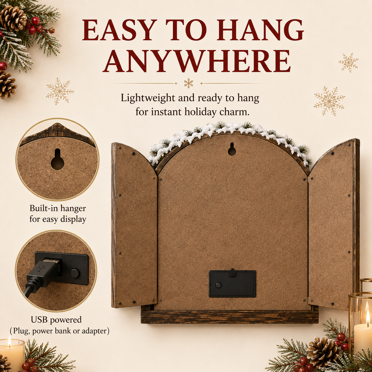 🎅 Santa’s Secret Window Light – 3D Lighted North Pole Christmas Wall Decor