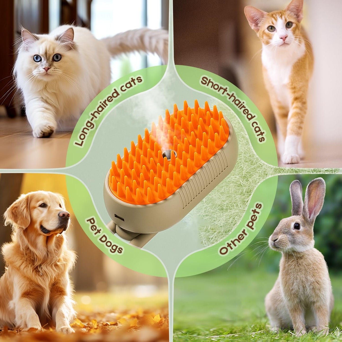 🐾 2-in-1 Steam Spray Pet Brush – Groom, Massage & Reduce Shedding in One