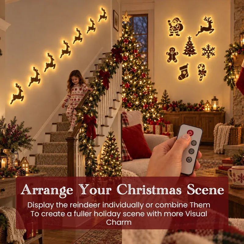 LED Reindeer Wall Decorations - Festive Christmas Lighting