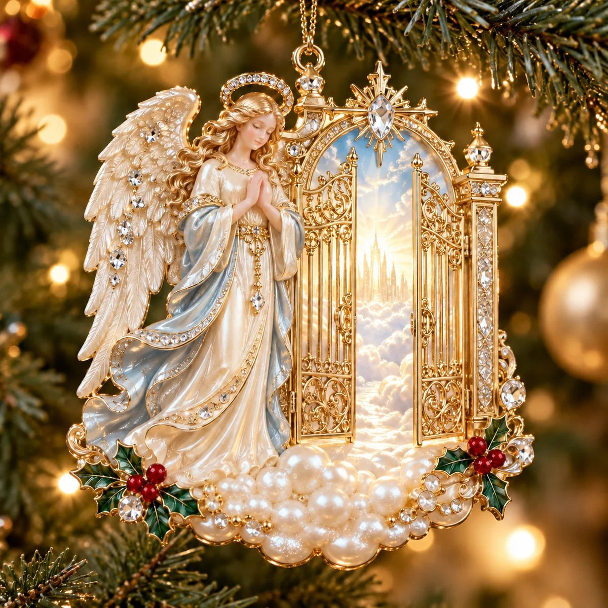 Heavenly Angel Christmas Ornament –  Crystal Star, Heaven’s Gate & Nativity Faith Keepsake Collection