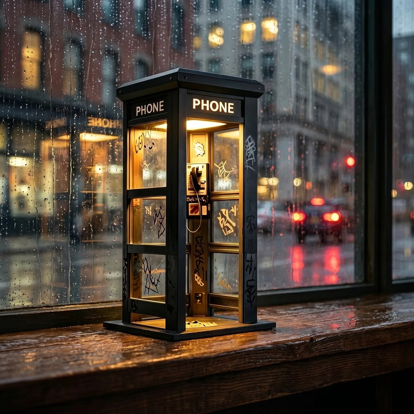 ✨Vintage telephone booth-shaped ambient lamp