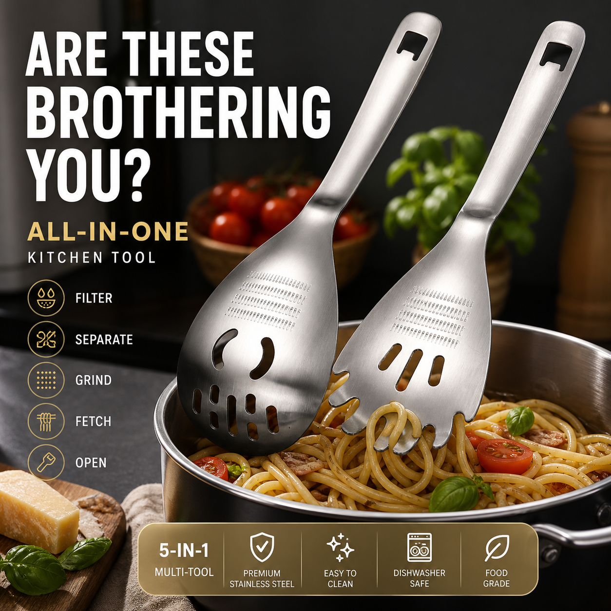 🥳2026 HOT SALE🥳💞50K+ SOLD! 🥄🎁 50% OFF! Stainless Steel Spoon – From £7.98! 5-in-1 filters, grinds, fetches & opens. Space-saving kitchen hero – stock up & save! 🏠✅