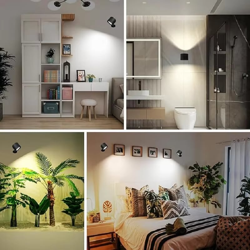 2 Pack 360° Rotatable Rechargeable Touch Wall Lamp with Double Sided Light Source