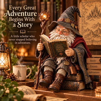 🎉🧙‍♂️ The Wandering Scholar Gnome – Enchanted Reading Wizard Figurine