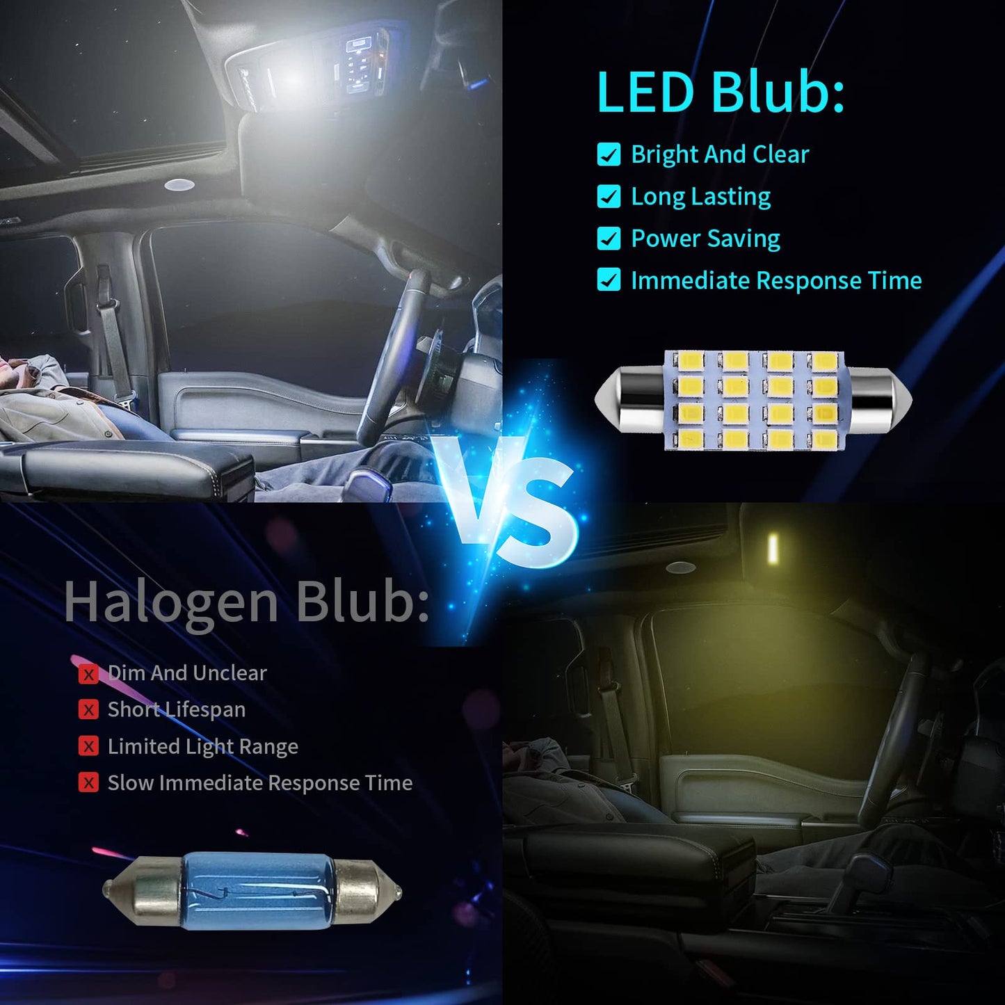 🛠️42PCS Universal LED Car Interior Light Bulb Kit