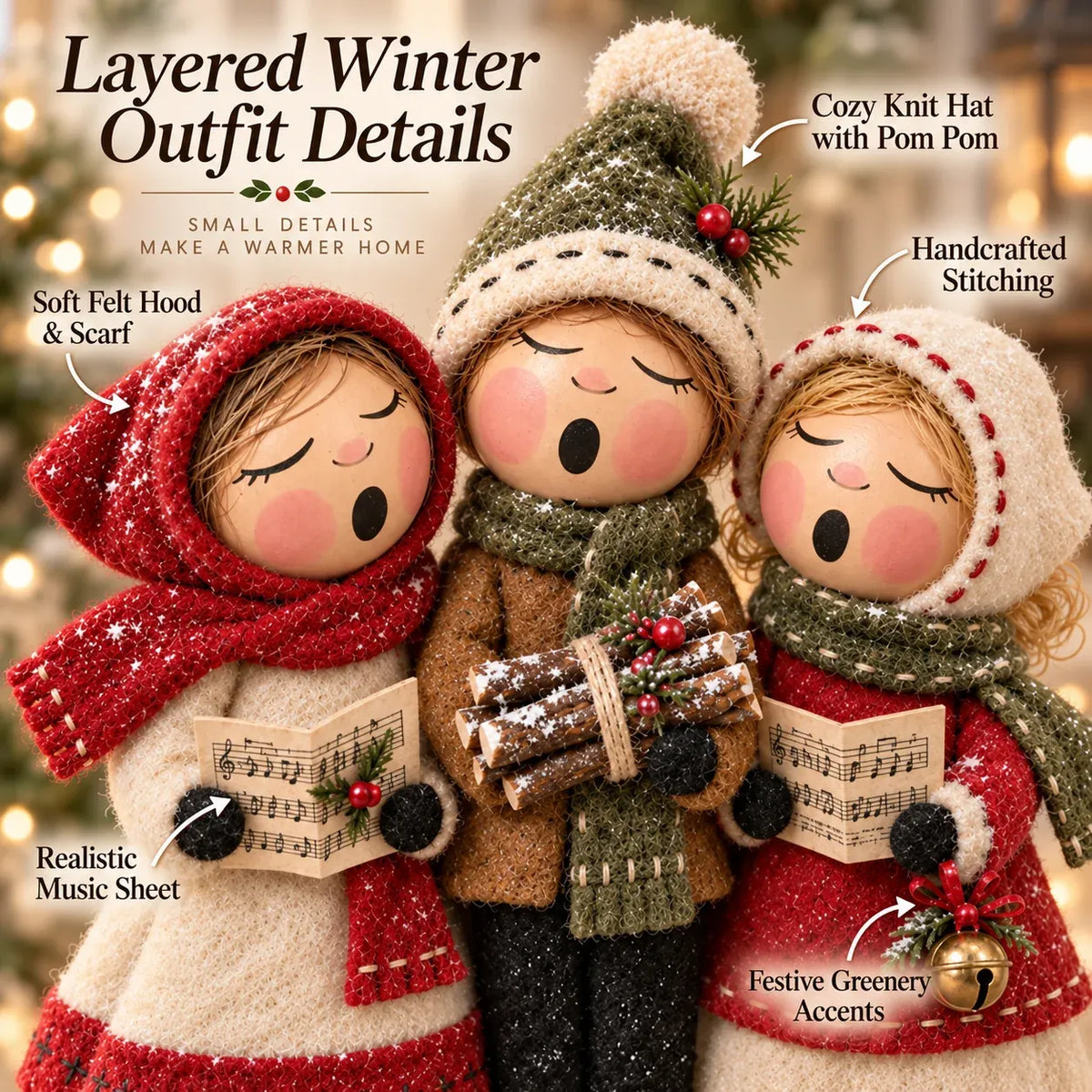 🔥LAST DAY 50% OFF - Vintage Christmas Carolers Figurine – Cozy Farmhouse Holiday Tabletop Decor