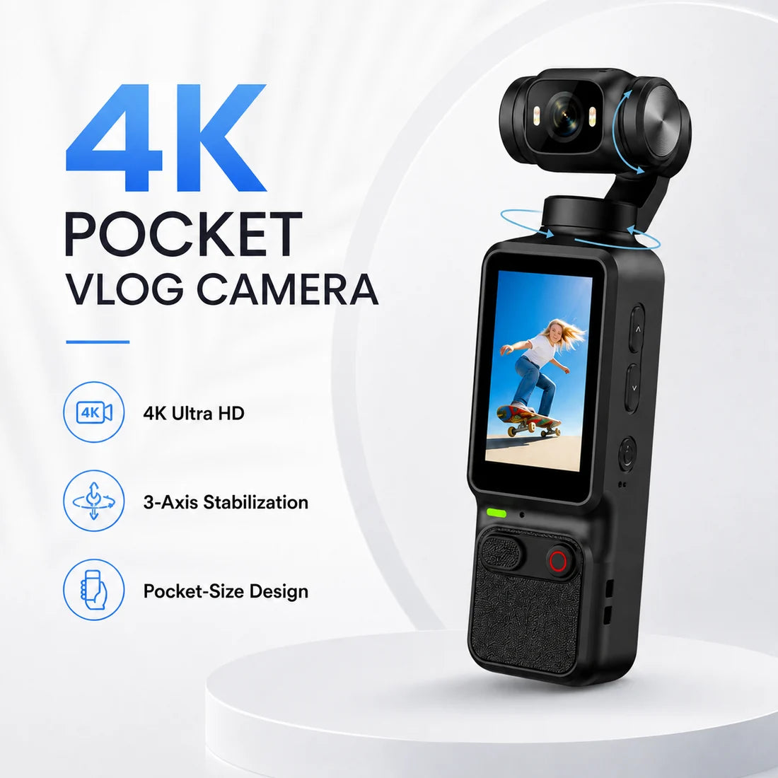 2026 4K Vlog Camera Pocket Stabilized Video Camera