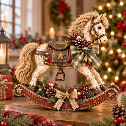🎠Vintage Christmas Rocking Horse - Rustic Farmhouse Holiday Tabletop Decor