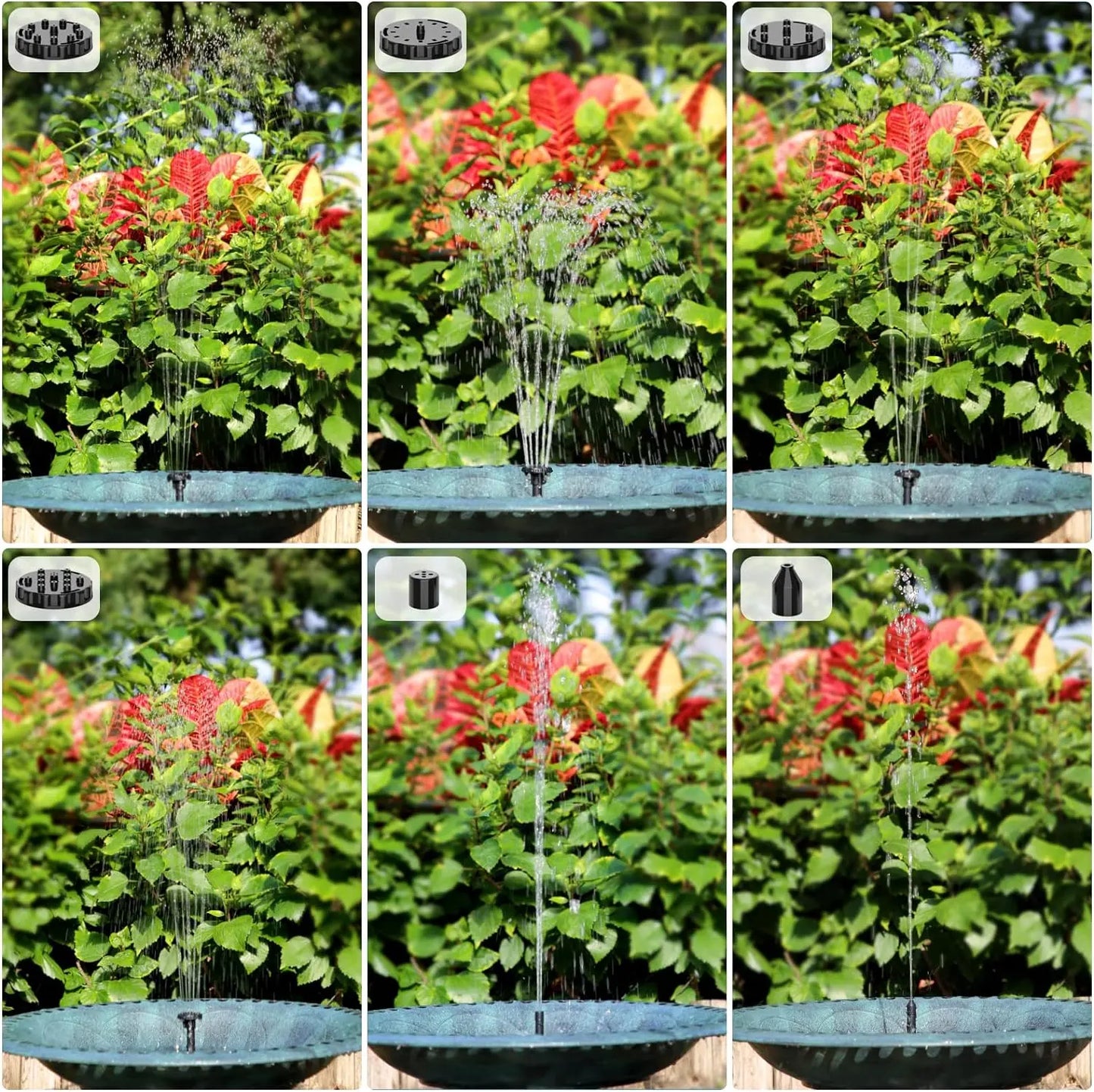 5.1" Solar Bird Bath Fountain Pump - Floating Water Feature with 6 Spray Nozzles - Eco-Friendly Pond Aerator for Garden & Patio