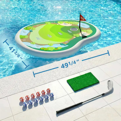 🏌️Inflatable Golf Pool Toys, Fun Swimming Pool Game, Floating Water Chipping Green W/Sticky Balls