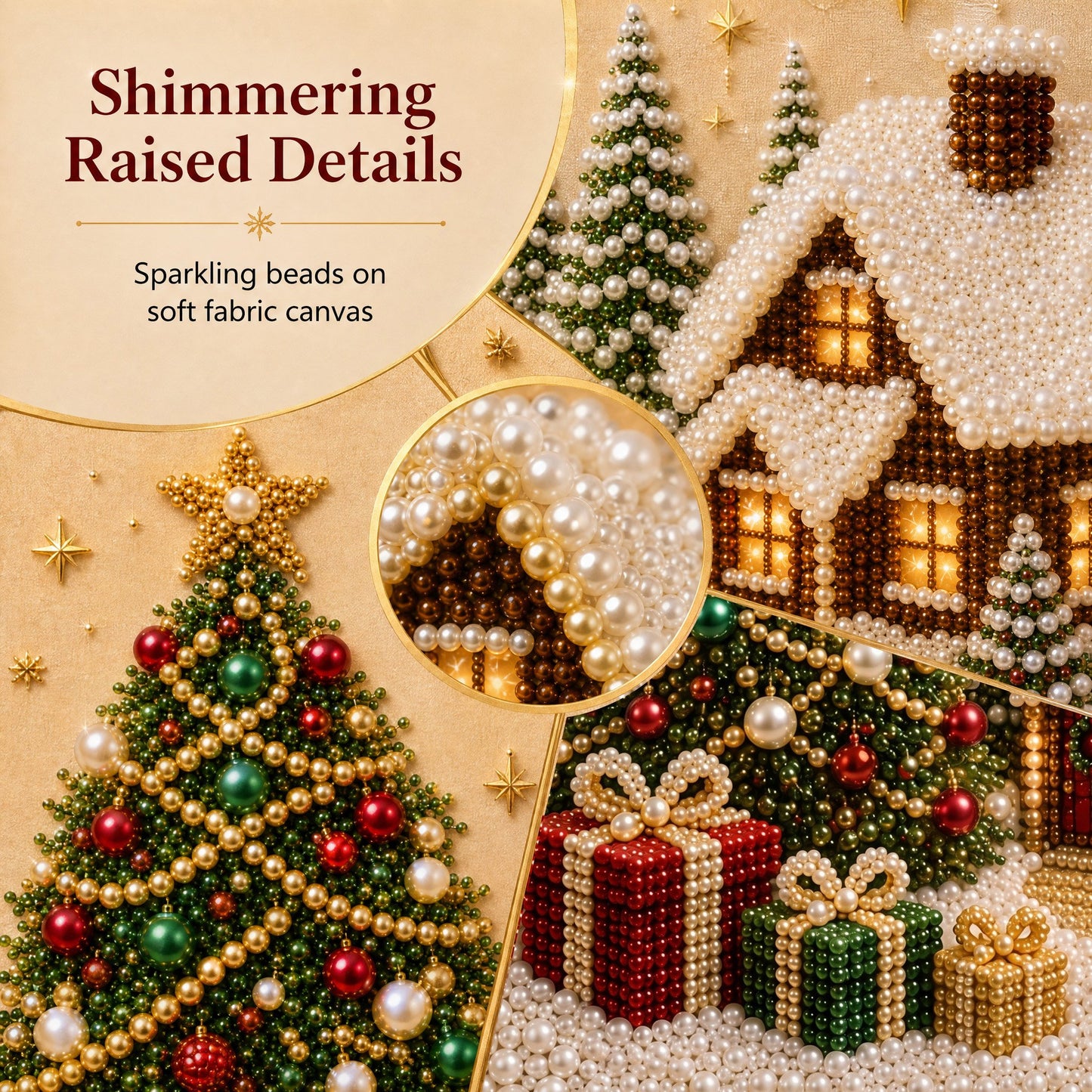 🎄Relaxing & Beginner-Friendly🎅 Premium 3D Pearl Christmas Wall Art Kit ⛄️❄️