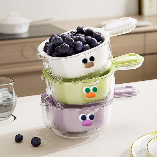 Kitchen Dual-Layer Draining Basket with Handle