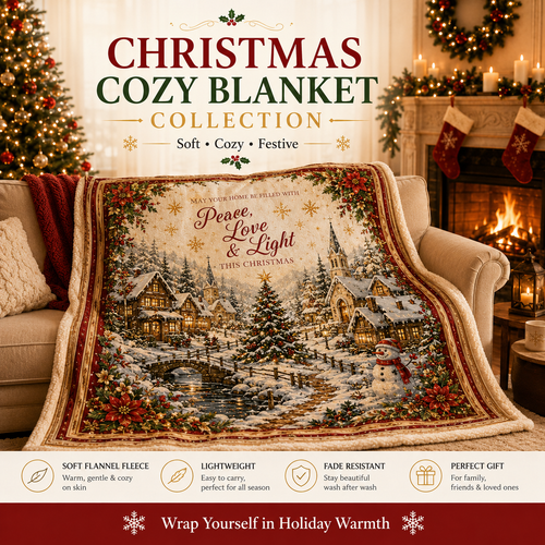 🎄 Christmas Magic Throw Blanket™ – Cozy Holiday Fleece Blanket