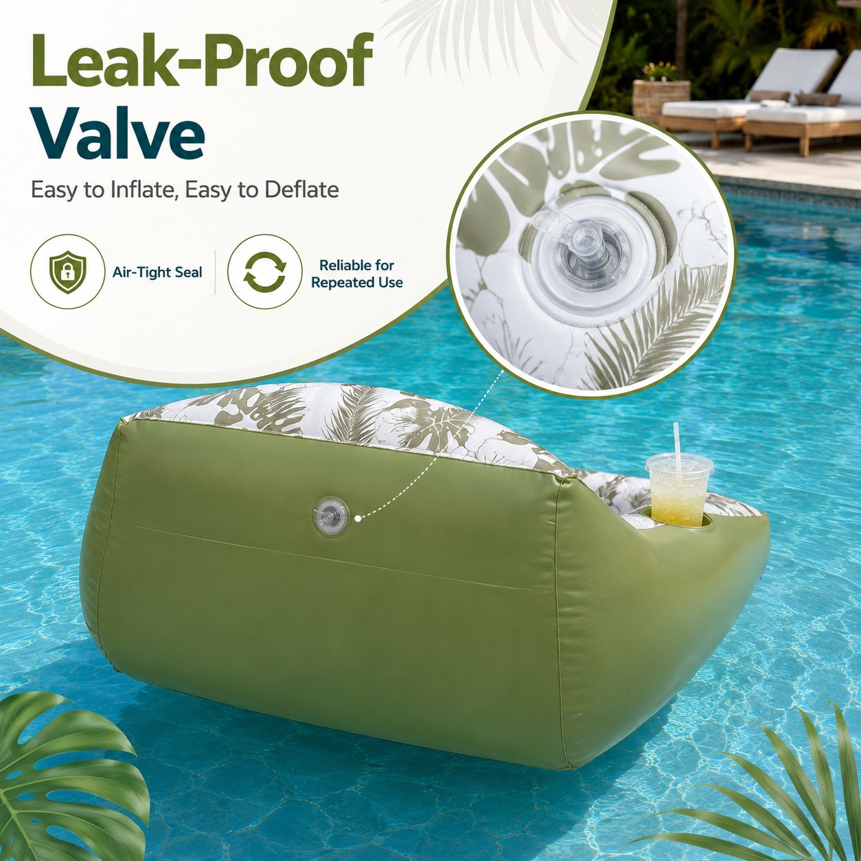 🛋️ 3-in-1 Inflatable Pool Lounge Chair🎁