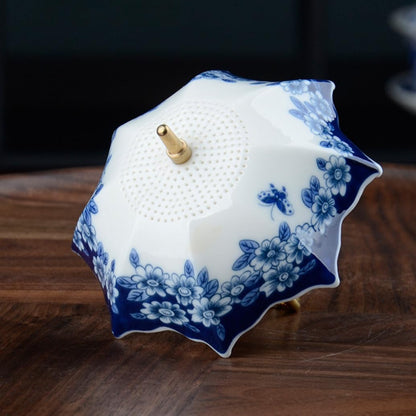 🍵5 Thousand Years Blue and White Porcelain Umbrella Tea Infuser Set