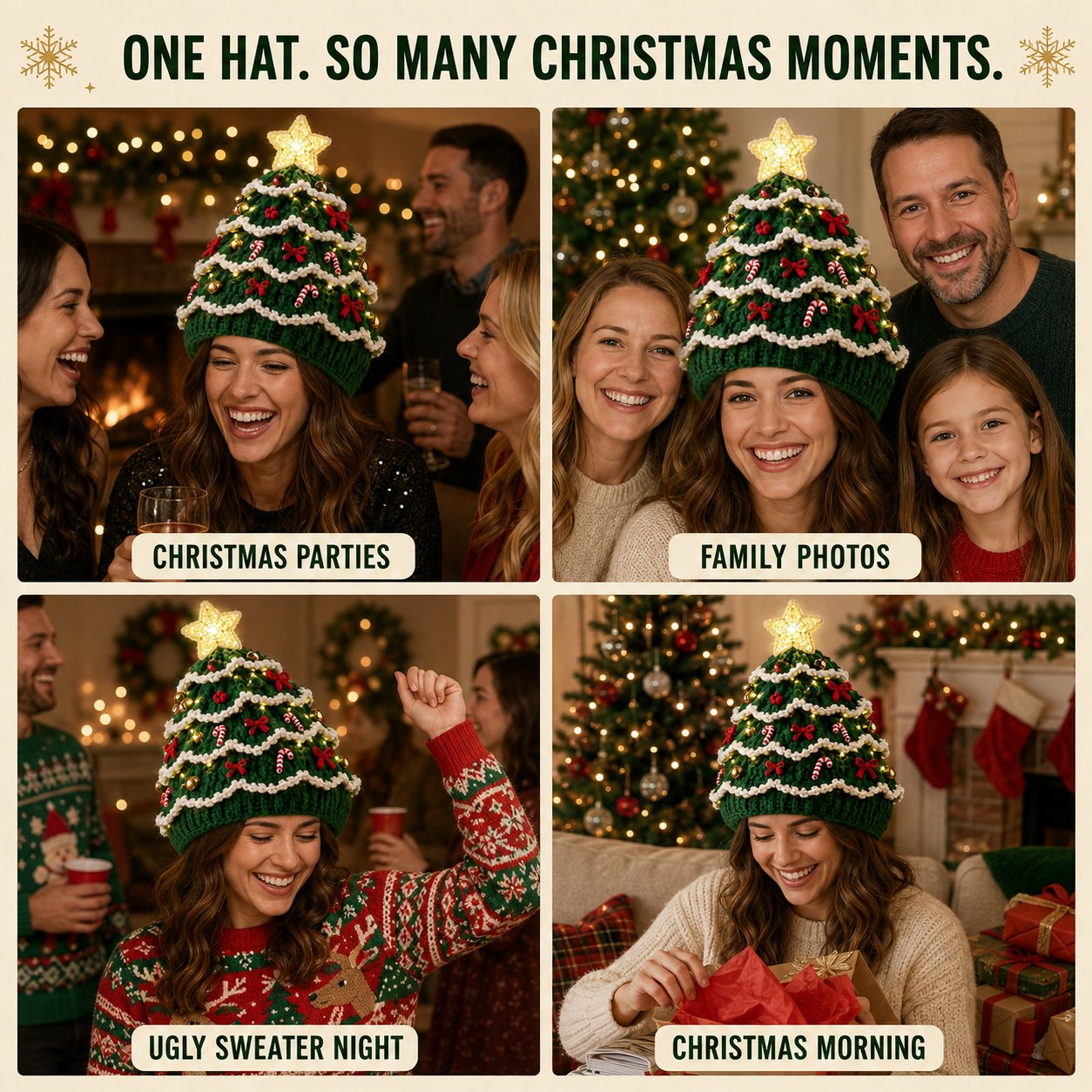 ⏳ Last Day 49% OFF – 🎄Beginner-Friendly Light-Up Christmas Tree Crochet Hat DIY Kit | Complete Kit with Coordinated Yarn, LED Lights & Step-by-Step Guide Included 💕