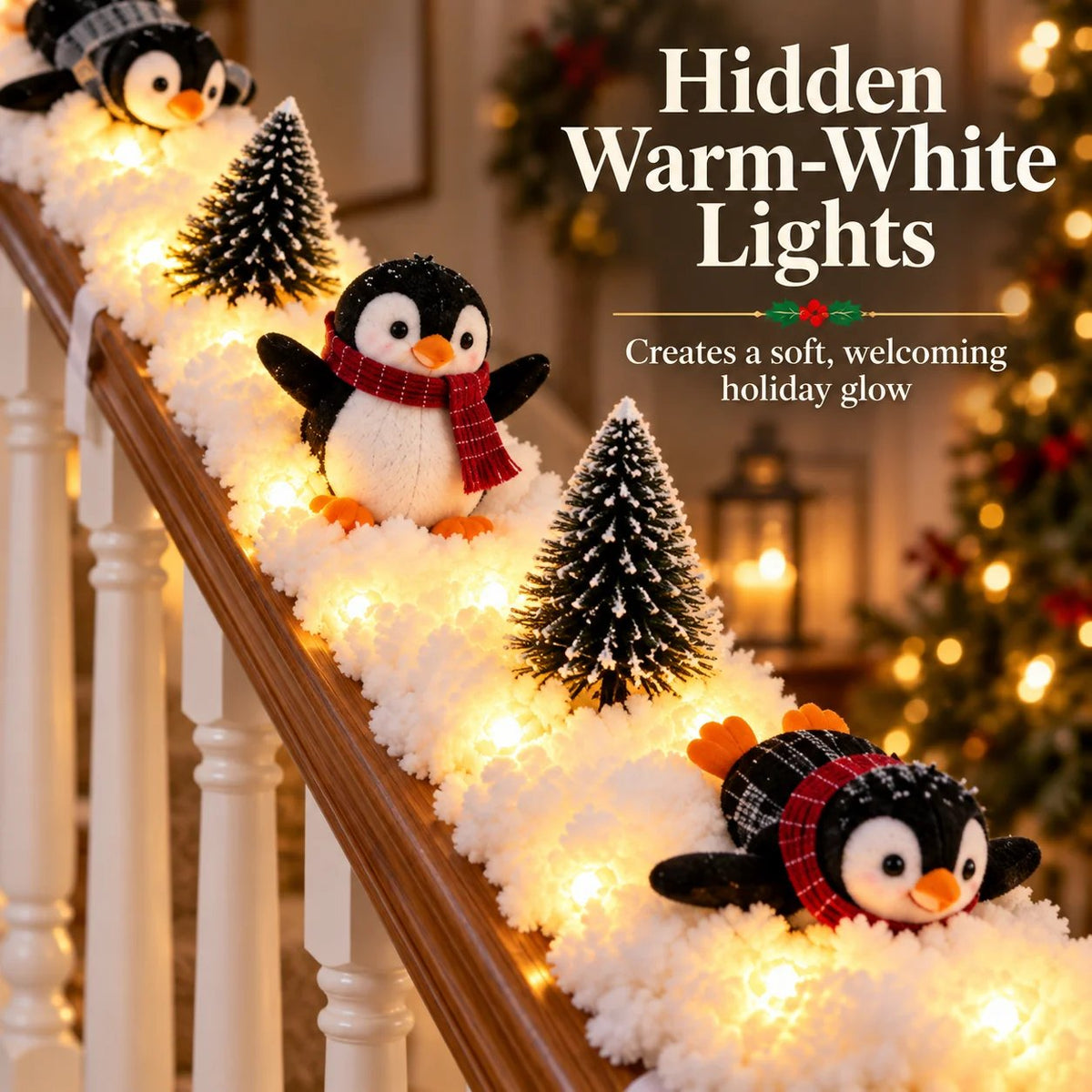 🔥Buy 2 Get 20% OFF🔥Playful Penguin Snowy Stair Railing Decor