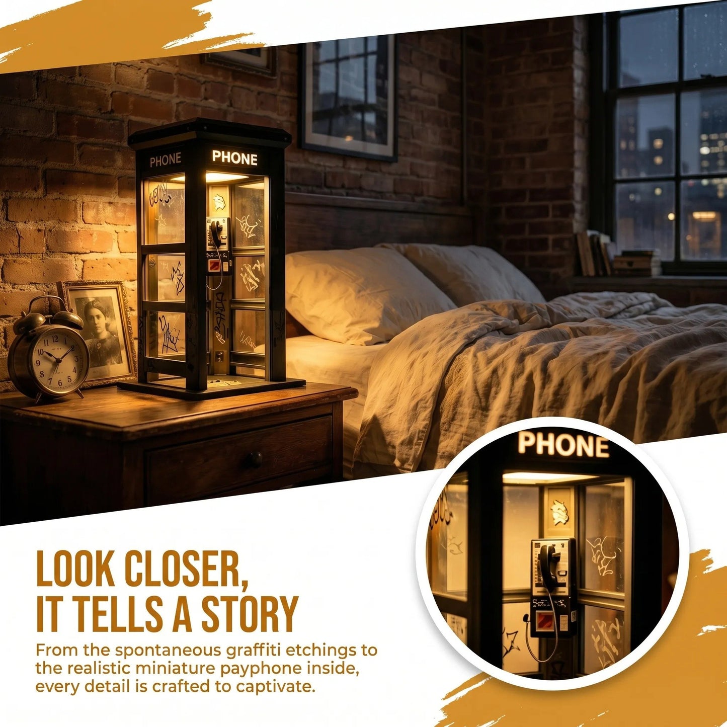 ✨Vintage telephone booth-shaped ambient lamp