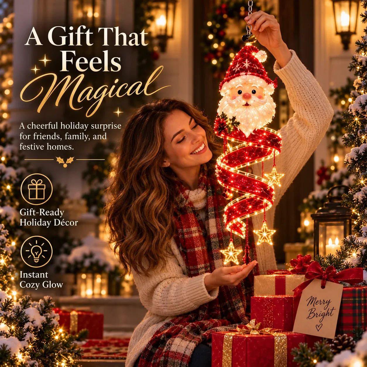 ⏳ Last Day 49% OFF – 🎄Christmas Magic Spiral™ Hanging LED Light Collection – 9 Festive Designs ✨ | Suspended Glowing Characters with Spiral Lights & Hanging Details for Porches, Windows, Entryways & Holiday Displays