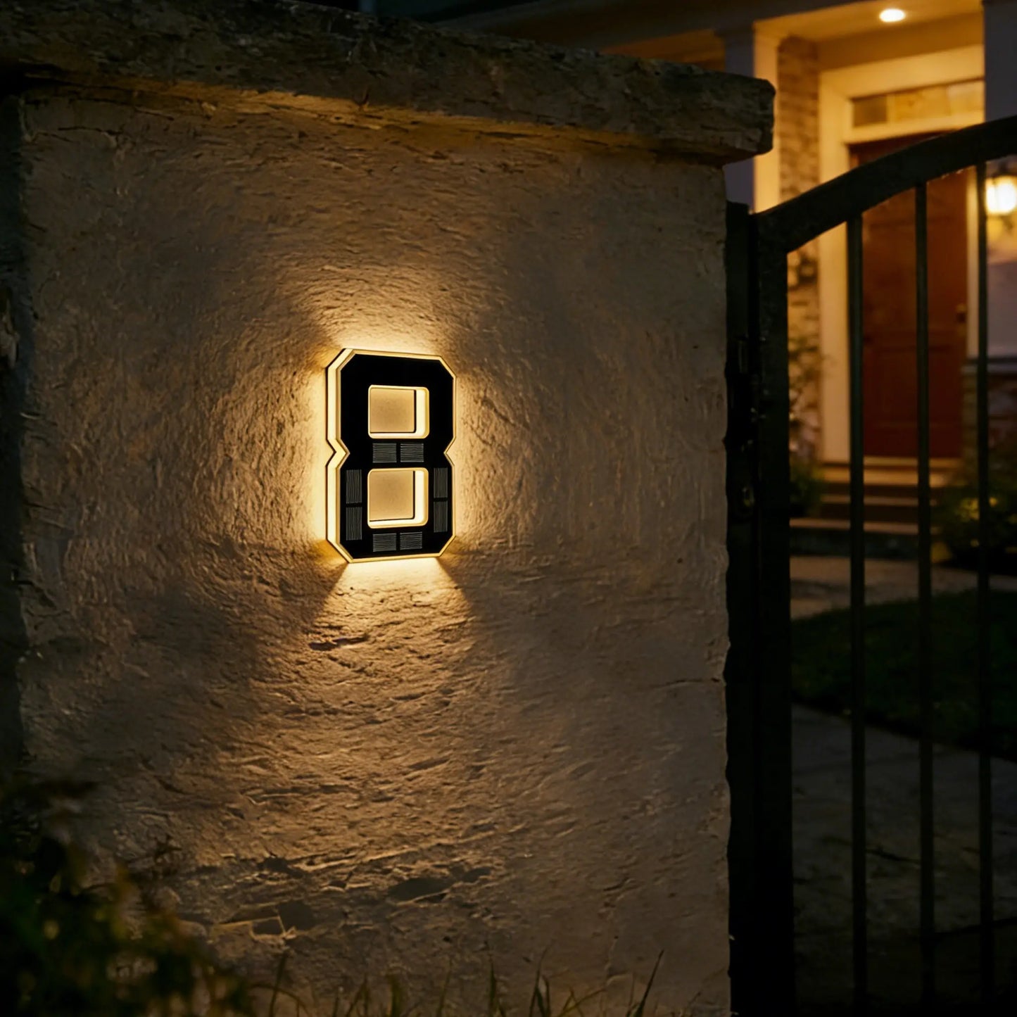 Solar Lighted House Numbers 9 Inch Waterproof LED Address Signs for Outside Modern House Numbers
