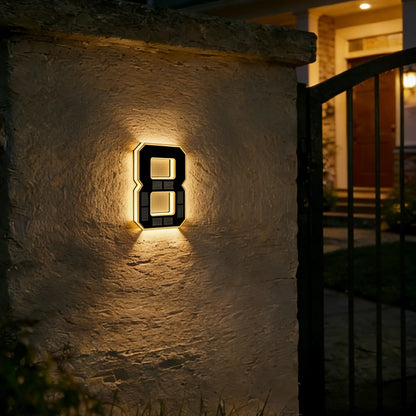 Solar Lighted House Numbers 9 Inch Waterproof LED Address Signs for Outside Modern House Numbers