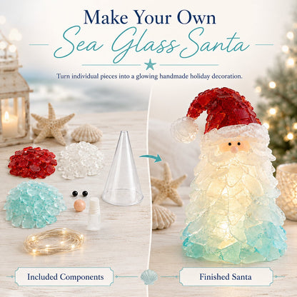 ⏳ Last Day 49% OFF – 🎅 Beginner-Friendly DIY Lighted Sea Glass Santa Christmas Decor Kit | Complete Kit with Sea Glass Pieces, Warm Fairy Lights & Step-by-Step Guide Included 💕