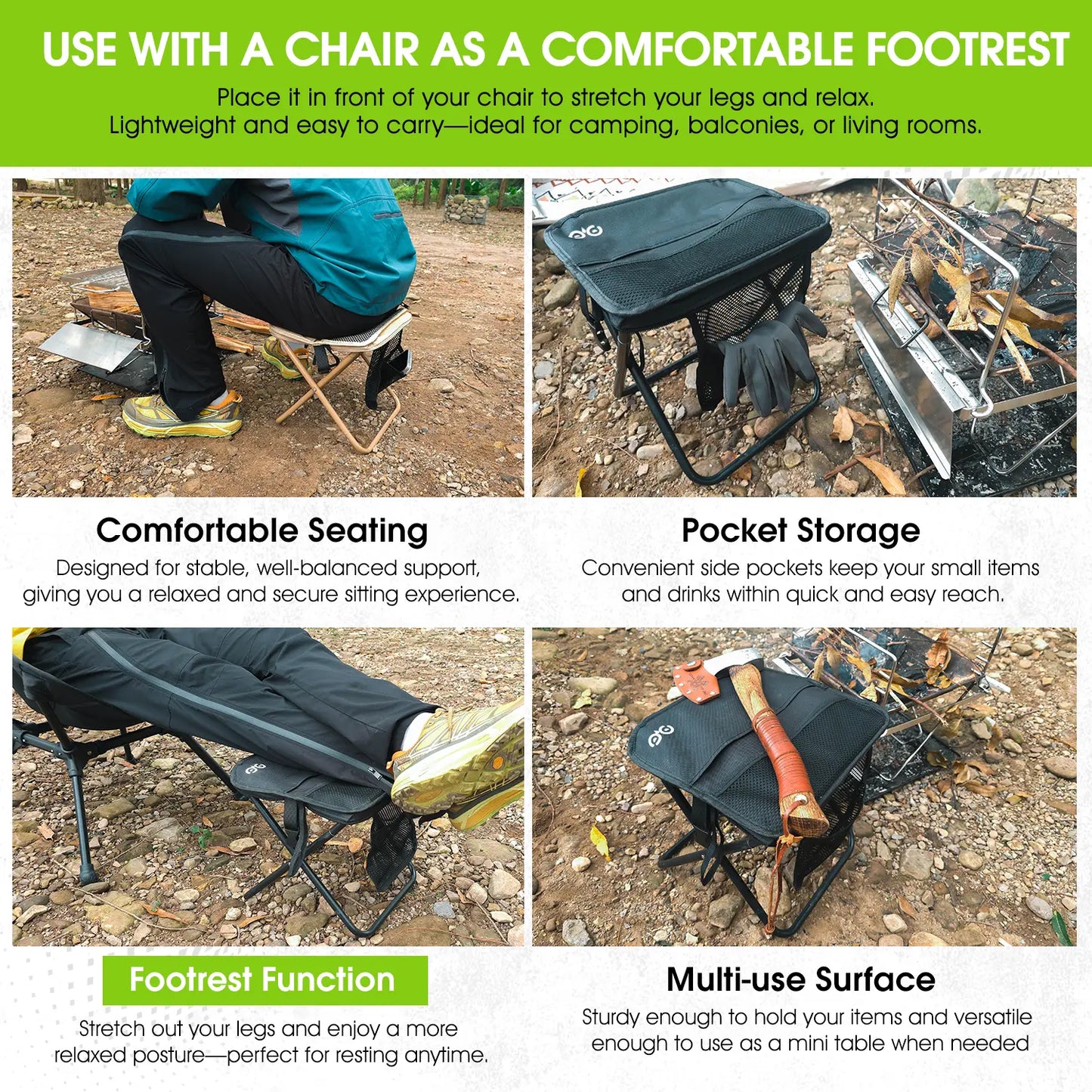 【Camdoor】Top Best Gift Choices，Portable Outdoor Folding Chair with Shoulder, Strap Ultra Light 1.5 lbs, Max Load 400lb, Two Side Pockets Velcro Storage for Camping Hiking Fishing BBQ Parties,Gift for Her/Him SpringStatements
