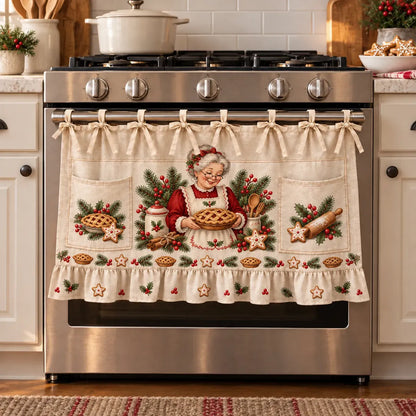 ⏳ Last Day 49% OFF – 🎄 Christmas Kitchen Tie-On Skirt | Festive Holiday Designs with Pockets & Ruffled Trim ✨