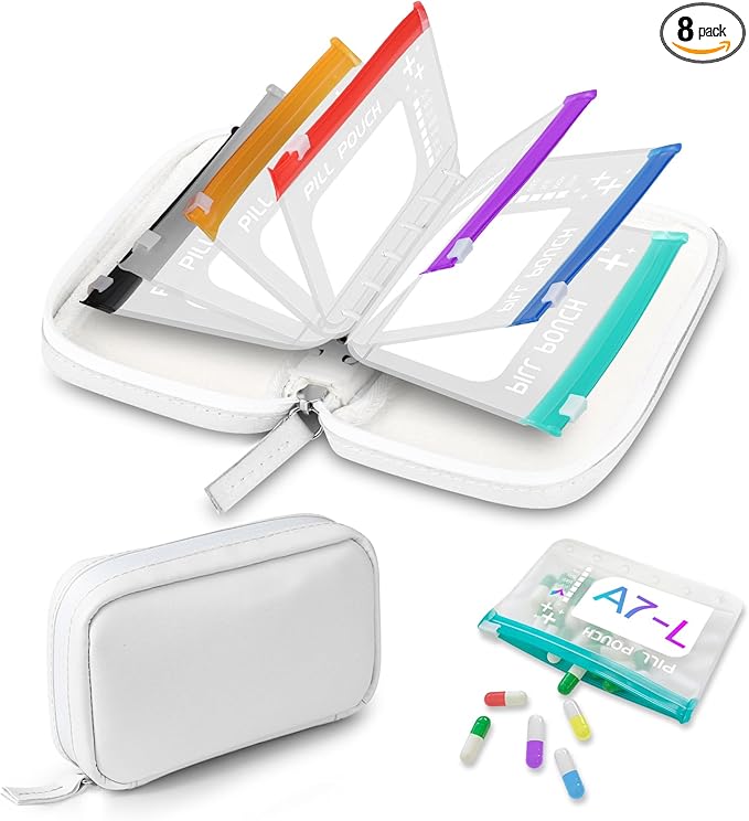 💊 A8 Waterproof Pill Organizer – 14 Large Zippered Pouches for A8 Binder