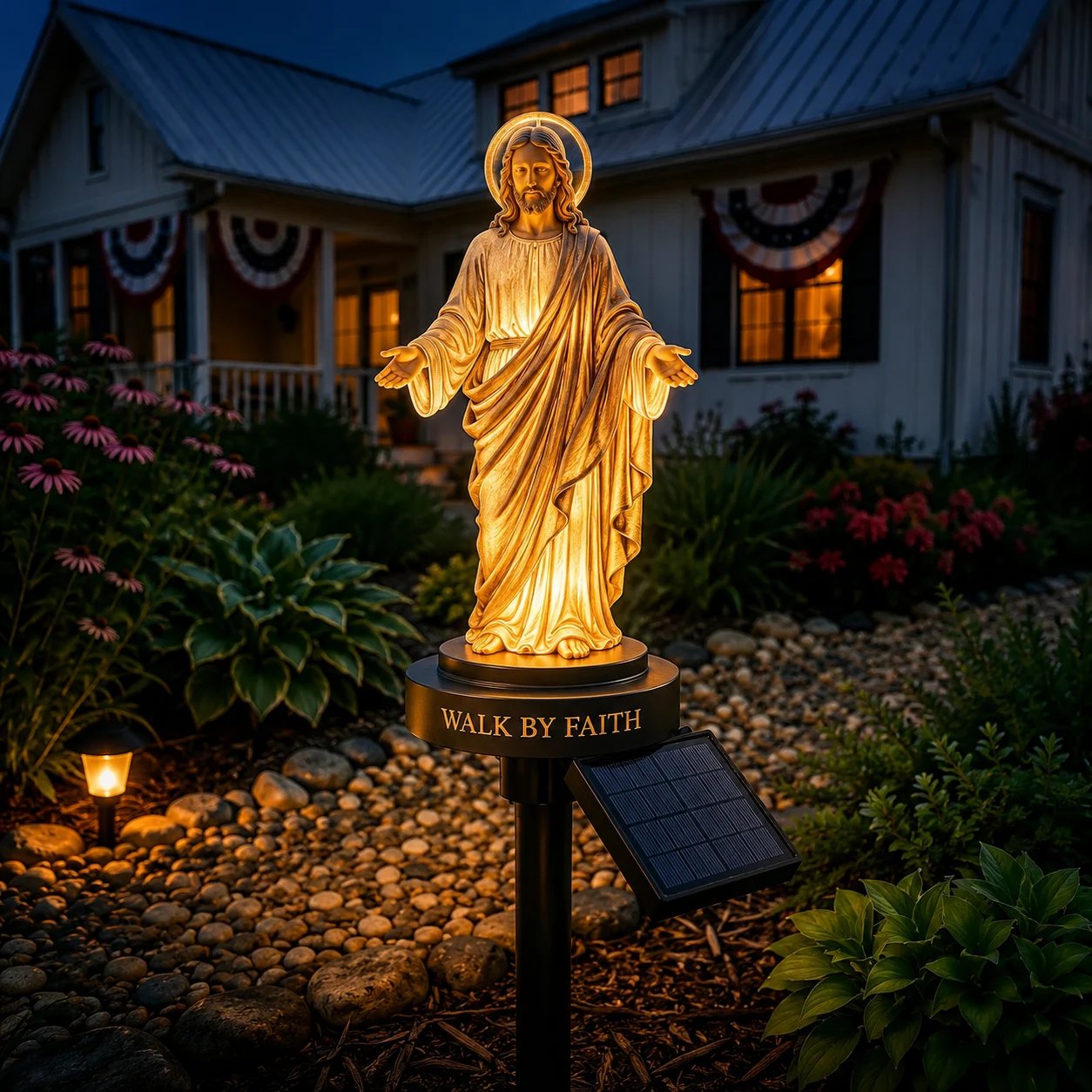 (🎁Last Day 49% OFF)🙏🏻Walk by Faith Solar Jesus Garden Light – A Peaceful Reminder of His Presence