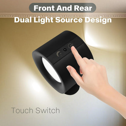 2 Pack 360° Rotatable Rechargeable Touch Wall Lamp with Double Sided Light Source