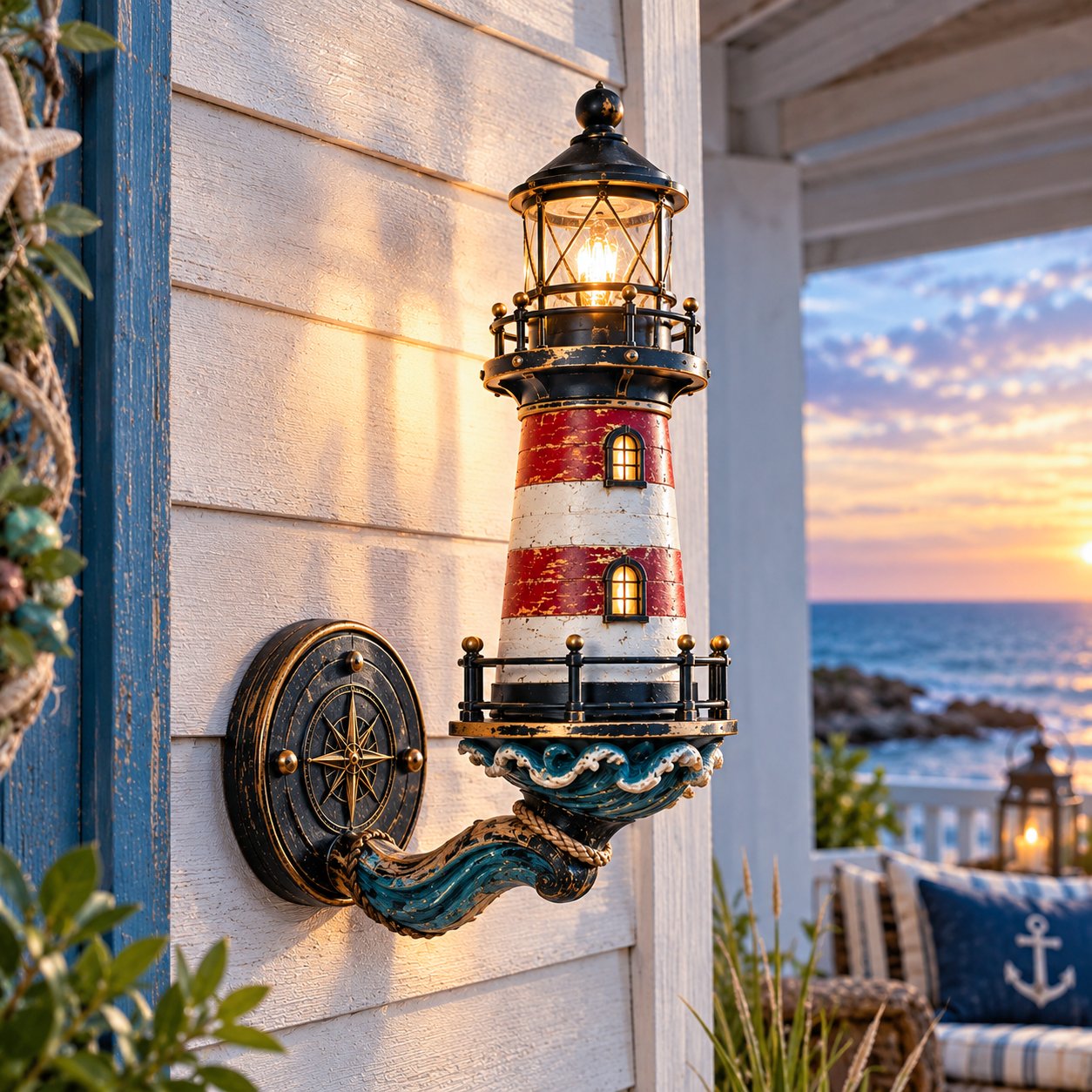 🌊 Vintage Coastal Lighthouse Wall Light