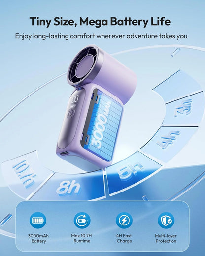 🥳2026 HOT SALE🥳💞50K+ SOLD!💨❄️ ! Turbo Handheld Fan – 16900 RPM, 6 speeds, LED display. 3000mAh battery, 10.7hrs cooling. Pocket‐sized power! 🌬️✨